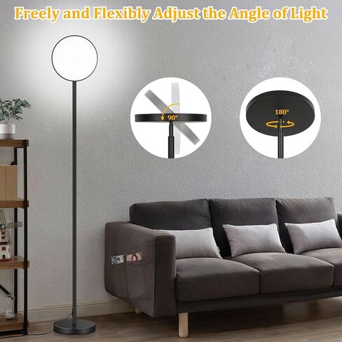 مصباح أرضي، مصباح أرضي ساطع 2400 لومن لغرفة المعيشة، مصباح أرضي حديث LED مع تعتيم 2700K-6000K، مصباح قائم بطول 69 بوصة مع جهاز تحكم عن بعد ومفتاح قدم لمكتب غرفة النوم in Kuwait