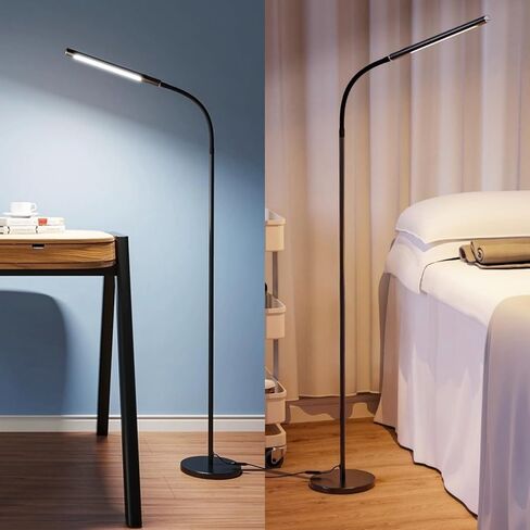 مصباح أرضي LED بإضاءة لاش بقدرة 12 وات 1000 لومن - ضوء واقف ساطع خافت مع رقبة معقوفة قابلة للتعديل لتمديد الرموش، والوشم، وصالونات الوجه، والمكياج، وضوء وشم قابل للانحناء لأخصائيي التجميل والحرف اليدوية in Kuwait