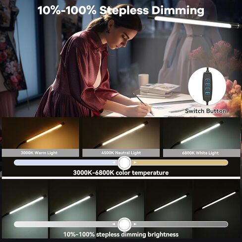 مصباح أرضي LED بإضاءة لاش بقدرة 12 وات 1000 لومن - ضوء واقف ساطع خافت مع رقبة معقوفة قابلة للتعديل لتمديد الرموش، والوشم، وصالونات الوجه، والمكياج، وضوء وشم قابل للانحناء لأخصائيي التجميل والحرف اليدوية in Kuwait