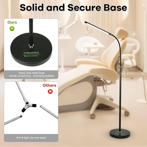 مصباح أرضي LED بإضاءة لاش بقدرة 12 وات 1000 لومن - ضوء واقف ساطع خافت مع رقبة معقوفة قابلة للتعديل لتمديد الرموش، والوشم، وصالونات الوجه، والمكياج، وضوء وشم قابل للانحناء لأخصائيي التجميل والحرف اليدوية in Kuwait