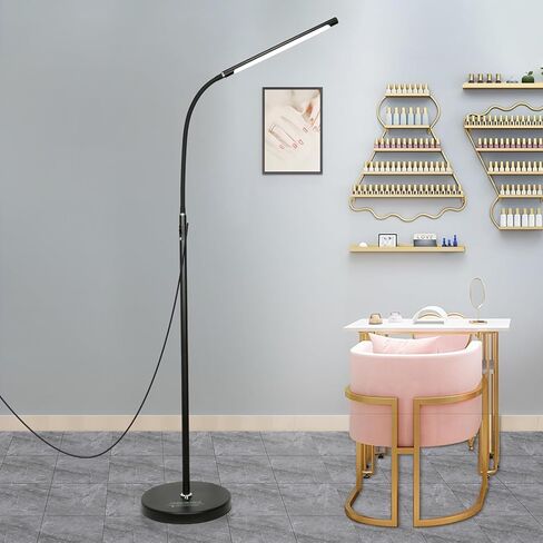 مصباح أرضي LED بإضاءة لاش بقدرة 12 وات 1000 لومن - ضوء واقف ساطع خافت مع رقبة معقوفة قابلة للتعديل لتمديد الرموش، والوشم، وصالونات الوجه، والمكياج، وضوء وشم قابل للانحناء لأخصائيي التجميل والحرف اليدوية in Kuwait