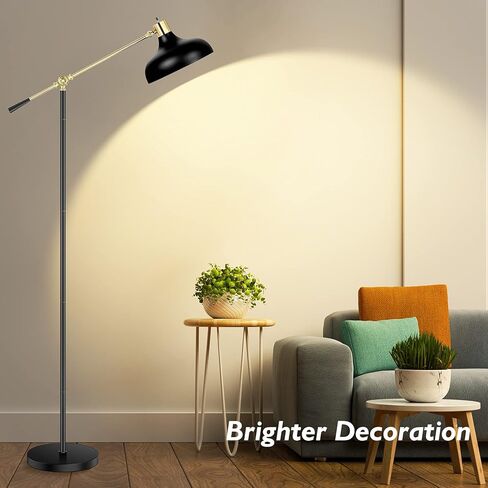 Industrial Floor Lamp for Living Room, Black Modern Arc Standing Lamp, Adjustable Head Reading Standing Lamp for Bedroom, Farmhouse Floor Lamp Indoor Pole Task Lamp for Office, Study Room, Hotel in Kuwait