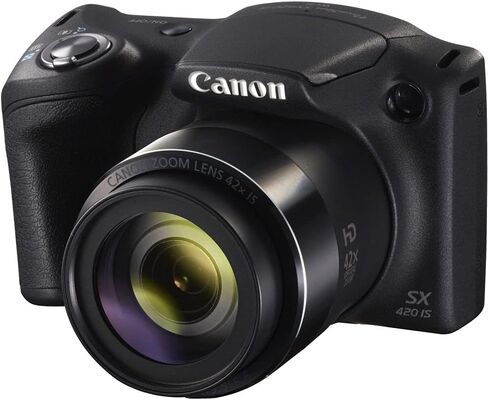 كاميرا Canon PowerShot SX420 هي كاميرا رقمية (أسود) (1068C001)، وبطاقة ذاكرة سعة 64 جيجابايت، وبطارية NB11L × 2، وبرنامج صور Corel، وشاحن، وقارئ بطاقات، وإضاءة LED، وحقيبة، وحامل ثلاثي القوائم مرن + المزيد (متجدد) in Saudi Arabia