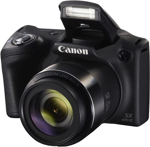 كاميرا Canon PowerShot SX420 هي كاميرا رقمية (أسود) (1068C001)، وبطاقة ذاكرة سعة 64 جيجابايت، وبطارية NB11L × 2، وبرنامج صور Corel، وشاحن، وقارئ بطاقات، وإضاءة LED، وحقيبة، وحامل ثلاثي القوائم مرن + المزيد (متجدد) in Saudi Arabia
