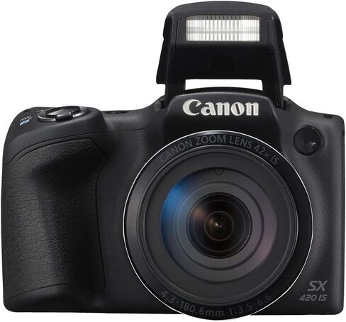كاميرا Canon PowerShot SX420 هي كاميرا رقمية (أسود) (1068C001)، وبطاقة ذاكرة سعة 64 جيجابايت، وبطارية NB11L × 2، وبرنامج صور Corel، وشاحن، وقارئ بطاقات، وإضاءة LED، وحقيبة، وحامل ثلاثي القوائم مرن + المزيد (متجدد) in Saudi Arabia