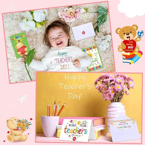 Jetec 36 Sets Teacher Thank You Cards for Teacher Appreciation Gift Bulk TeacherS Day Motivational Card for Teacher Best Teacher Ever Card Teacher of the Year Appreciation Gifts (Fresh Style) in Saudi Arabia