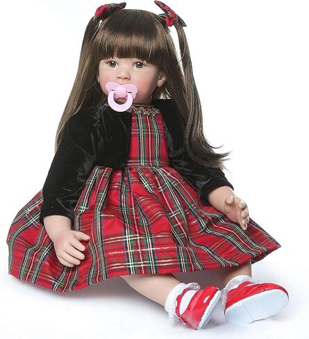 Reborn Toddler Dolls Realistic Girl 24 Inch Real Looking Soft Silicone Limbs and Head Soft Cloth Weighted Body Cute Baby Dolls with Beautiful Princess Dress in Saudi Arabia