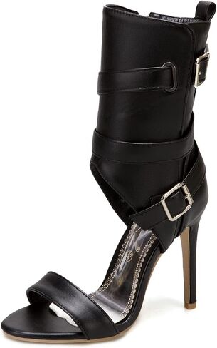Women's fashion peep toe stiletto zip/buckle strap sandals high heel with 10 cm easy walking casual pumps for women big size Z33-12S in Saudi Arabia