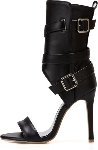 Women's fashion peep toe stiletto zip/buckle strap sandals high heel with 10 cm easy walking casual pumps for women big size Z33-12S in Saudi Arabia