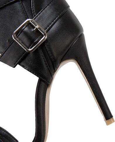 Women's fashion peep toe stiletto zip/buckle strap sandals high heel with 10 cm easy walking casual pumps for women big size Z33-12S in Saudi Arabia