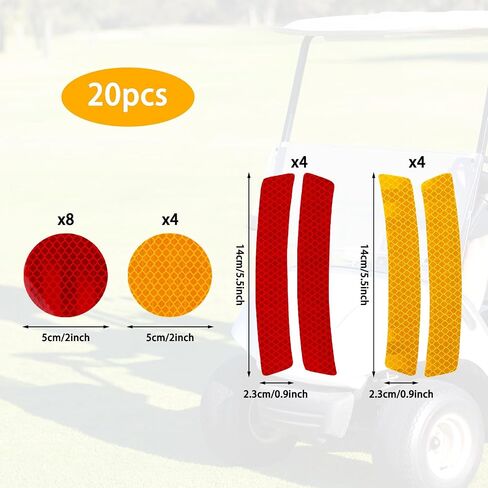 ASTER 20Pcs Golf Cart Reflex Reflector Strip, Reflective Decals, Outdoor Waterproof Reflector Tape Sticker, Night Visibility Adhesive Reflector Stickers for Club Car Yamaha EZGO in Saudi Arabia