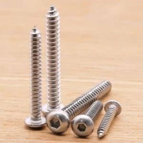 مسامير M5 × 40 مم بغطاء رأس مقبس ذاتي التنصت، 304 براغي خشبية من الفولاذ المقاوم للصدأ 18-8، براغي معدنية خشنة كاملة من الصفائح المعدنية، عبوة من 30 قطعة in Kuwait