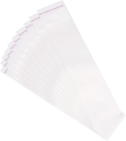 uxcell 200Pcs Clear Cello Bags, 2-1/4" x 9-3/4" Plastic Self Sealing OPP Cello Treat Bags Cello Poly Bags for Packing Cookies Candy Jewelry Gifts, Clear in Saudi Arabia