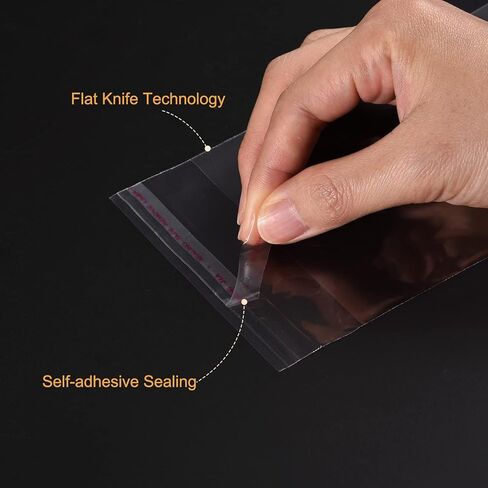 uxcell 200Pcs Clear Cello Bags, 2-1/4" x 9-3/4" Plastic Self Sealing OPP Cello Treat Bags Cello Poly Bags for Packing Cookies Candy Jewelry Gifts, Clear in Saudi Arabia