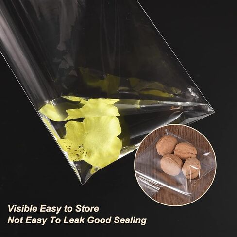 uxcell 200Pcs Clear Cello Bags, 2-1/4" x 9-3/4" Plastic Self Sealing OPP Cello Treat Bags Cello Poly Bags for Packing Cookies Candy Jewelry Gifts, Clear in Saudi Arabia