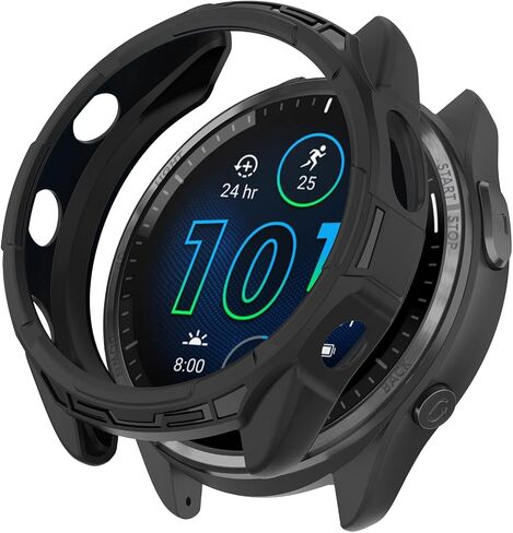 غطاء حافظة متوافق مع Garmin Forerunner 965، حافظات حماية من مادة TPU الناعمة المضادة للسقوط وملحقات الساعات الذكية (أسود) in Saudi Arabia