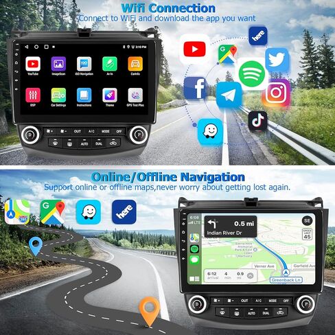 ستيريو راديو السيارة لهوندا أكورد 7th 2003 2004 2005 2006 2007، مع Carplay اللاسلكي، Android Auto، 2G RAM 32G ROM، وحدة رأس مشغل الوسائط المتعددة 10 بوصة، نظام تحديد المواقع العالمي (GPS)، واي فاي، بلوتوث، DSP in Kuwait