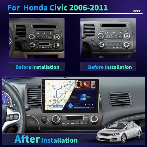 4G WiFi 8 Core 4+64GB لهوندا سيفيك 2006-2011 راديو Carplay Android، شاشة لمس 10.1 بوصة داخل لوحة القيادة GPS للملاحة، Apple Carplay Android Auto اللاسلكي، بلوتوث 5.0، AM/FM/RDS، EQ DSP، كاميرا احتياطية in Saudi Arabia
