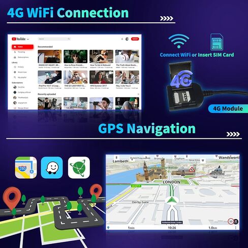 4G WiFi 8 Core 4+64GB لهوندا سيفيك 2006-2011 راديو Carplay Android، شاشة لمس 10.1 بوصة داخل لوحة القيادة GPS للملاحة، Apple Carplay Android Auto اللاسلكي، بلوتوث 5.0، AM/FM/RDS، EQ DSP، كاميرا احتياطية in Saudi Arabia