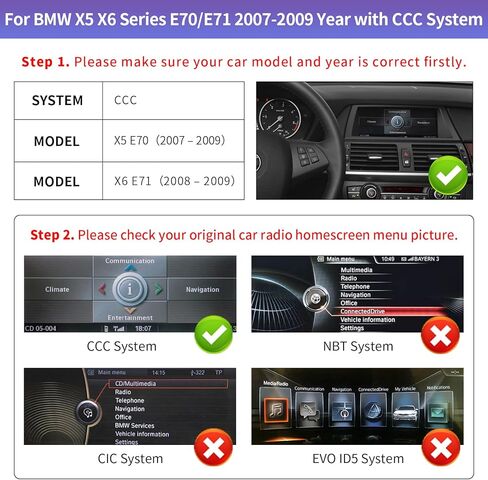 Road Top 10.25 Inch Touchscreen Wireless CarPlay Android Auto for BMW X5 X6 Series E70/E71 2007-2009 Year with CCC System, Car Stereo Multimedia Car Radio Receiver in Saudi Arabia