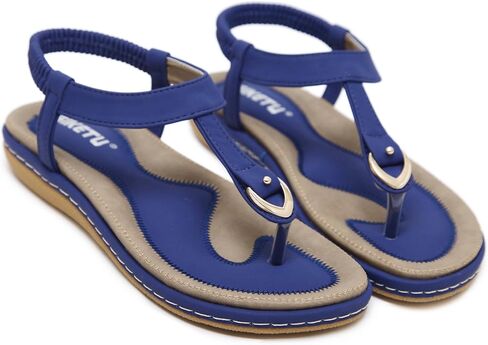 Meeshine Women's Bohemia Flip Flops Summer Beach T-Strap Flat Sandals Comfort Walking Shoes in Kuwait