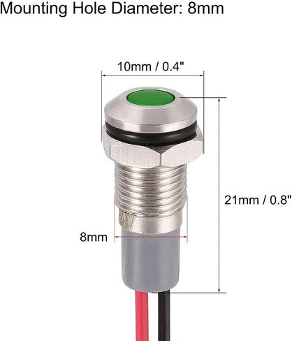 uxcell Signal Indicator Lights AC/DC 12V-24V 8mm Panel Mount Blue LED Waterproof Metal Shell Warning Lamps 5Pcs Lamp for Industrial Electrical Car Motorcycles Boat in Saudi Arabia