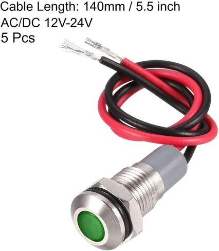 uxcell Signal Indicator Lights AC/DC 12V-24V 8mm Panel Mount Blue LED Waterproof Metal Shell Warning Lamps 5Pcs Lamp for Industrial Electrical Car Motorcycles Boat in Saudi Arabia