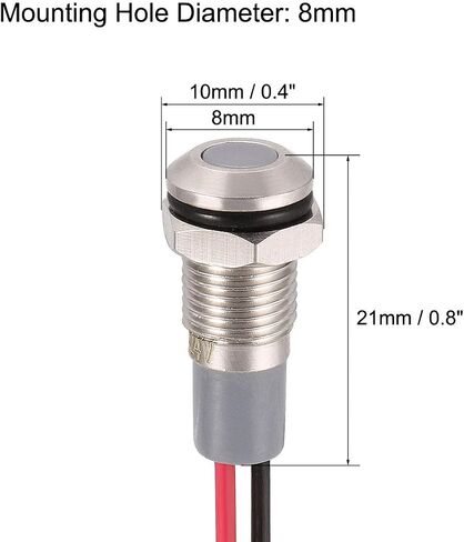 uxcell Signal Indicator Lights AC/DC 12V-24V 8mm Panel Mount Blue LED Waterproof Metal Shell Warning Lamps 5Pcs Lamp for Industrial Electrical Car Motorcycles Boat in Saudi Arabia