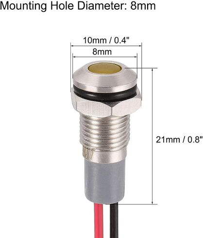 uxcell Signal Indicator Lights AC/DC 12V-24V 8mm Panel Mount Blue LED Waterproof Metal Shell Warning Lamps 5Pcs Lamp for Industrial Electrical Car Motorcycles Boat in Saudi Arabia