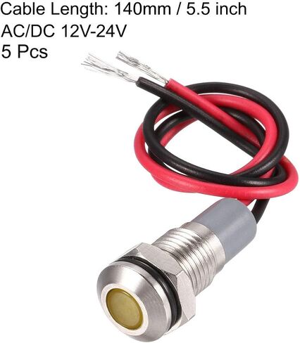 uxcell Signal Indicator Lights AC/DC 12V-24V 8mm Panel Mount Blue LED Waterproof Metal Shell Warning Lamps 5Pcs Lamp for Industrial Electrical Car Motorcycles Boat in Saudi Arabia
