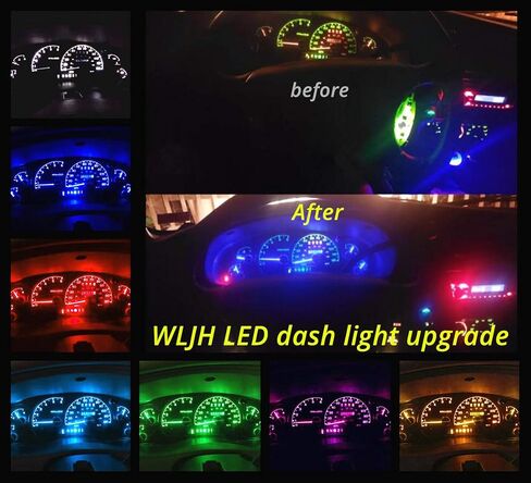 WLJH عالية السطوع باللون الأزرق الجليدي لوحة قياس مؤشر العنقودية لمبة تحذير مجموعة إضاءة LED كاملة لفورد رينجر 1995-2003، حزمة من 25 in Kuwait