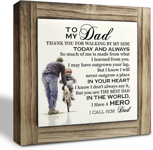 Dad Gift Wood Plaque Sign, Thank You for Walking By My Side Today and Always, Box Wood Plaques Desk Décor, Dad Poem Art Sign, Present for Hero Dad, Dad Gift from Daughter Son, Father's Day Gift in Kuwait