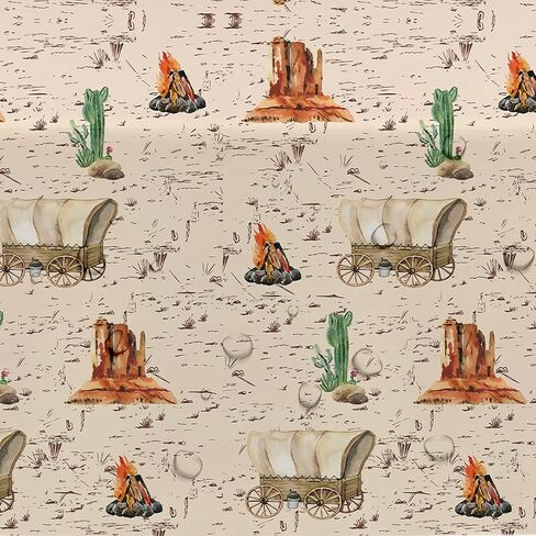 مفرش طاولة ديكورات حفلات رعاة البقر الغربي - لوازم مفارش حفلات الغرب المتوحش للاستعمال مرة واحدة، ديكورات طاولة حفلات عيد ميلاد روديو ذات طابع غربي - 4 عبوات (54 بوصة × 108 بوصة) in Kuwait