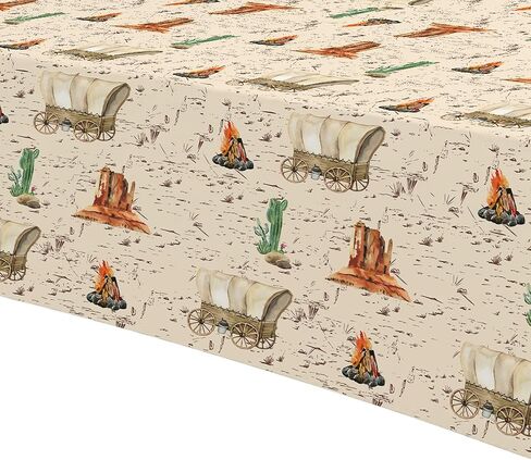 مفرش طاولة ديكورات حفلات رعاة البقر الغربي - لوازم مفارش حفلات الغرب المتوحش للاستعمال مرة واحدة، ديكورات طاولة حفلات عيد ميلاد روديو ذات طابع غربي - 4 عبوات (54 بوصة × 108 بوصة) in Kuwait