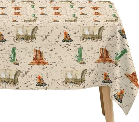 مفرش طاولة ديكورات حفلات رعاة البقر الغربي - لوازم مفارش حفلات الغرب المتوحش للاستعمال مرة واحدة، ديكورات طاولة حفلات عيد ميلاد روديو ذات طابع غربي - 4 عبوات (54 بوصة × 108 بوصة) in Kuwait