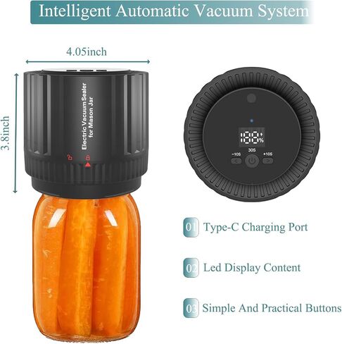 Electric Mason Jar Vacuum Sealer Kit, One Click Start-Stop Everjar Vacuum Sealer For Wide Mouth and Regular Mouth Mason Jars in Saudi Arabia