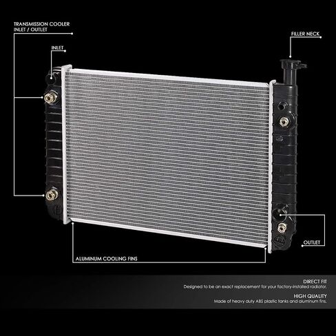 DNA Motoring OEM-RA-13199 Factory Style Aluminum Cooling Radiator Compatible with 2010-2017 Cruze 1.6L 1.8L,26-3/4" W X 16-1/4" H X 15-16" D,1-3/8" Inlet / 1-1/2" Outlet in Saudi Arabia