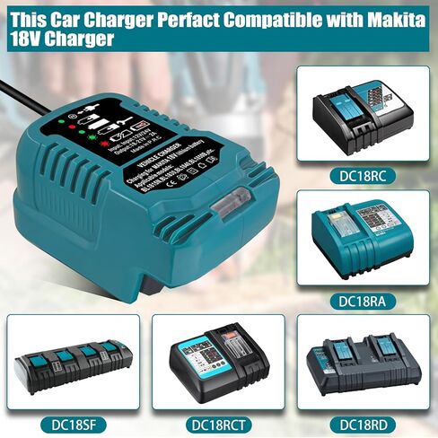 Mini Car Charger for Makita 18V Battery, Portable Charger use on Car, Cigarette Lighter Plug, 1/4 Size of DC18RC Charger (only for 18V Battery) in Saudi Arabia