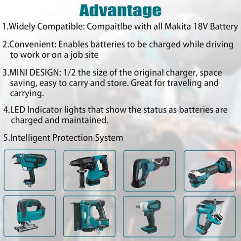 Mini Car Charger for Makita 18V Battery, Portable Charger use on Car, Cigarette Lighter Plug, 1/4 Size of DC18RC Charger (only for 18V Battery) in Saudi Arabia