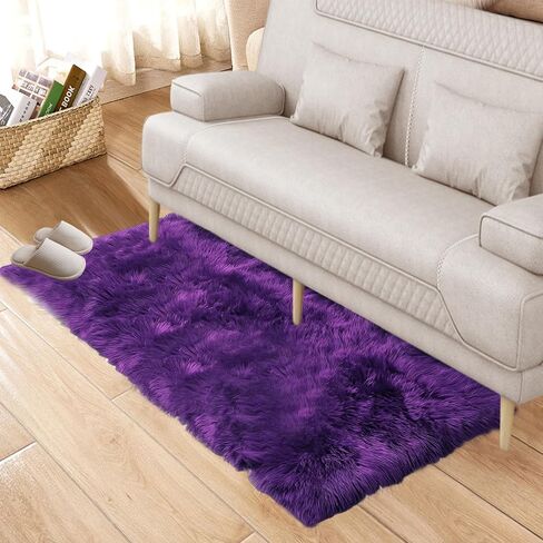 Soft Fluffy Faux Sheepskin Fur Area Rugs for Bedroom Living Room, Luxury Rug Floor Mat Luxury Beside Carpet for Girls Kids Nursery Room Pet Carpet Home Decor Floor Mat, 2ft x 6ft Burgundy in Saudi Arabia