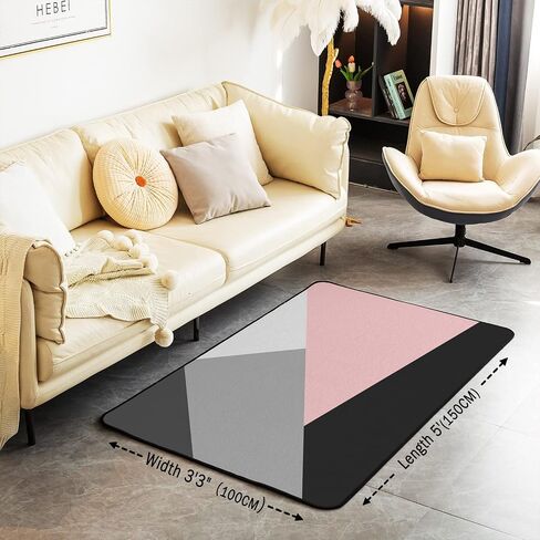 Orange and Gray Area Rug 3X5 Patchwork Geometric Triangle Rug Orange Black Light Grey Carpet for Kids Adults Modern Simple Abstract Geometry Non Slip Decorative Rug for Bedside in Saudi Arabia