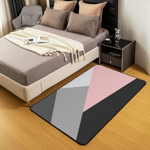 Orange and Gray Area Rug 3X5 Patchwork Geometric Triangle Rug Orange Black Light Grey Carpet for Kids Adults Modern Simple Abstract Geometry Non Slip Decorative Rug for Bedside in Saudi Arabia