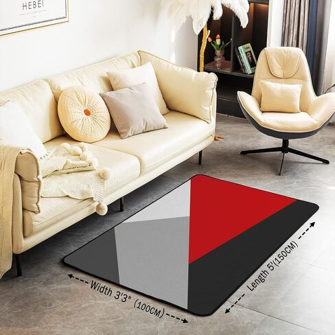 Orange and Gray Area Rug 3X5 Patchwork Geometric Triangle Rug Orange Black Light Grey Carpet for Kids Adults Modern Simple Abstract Geometry Non Slip Decorative Rug for Bedside in Saudi Arabia