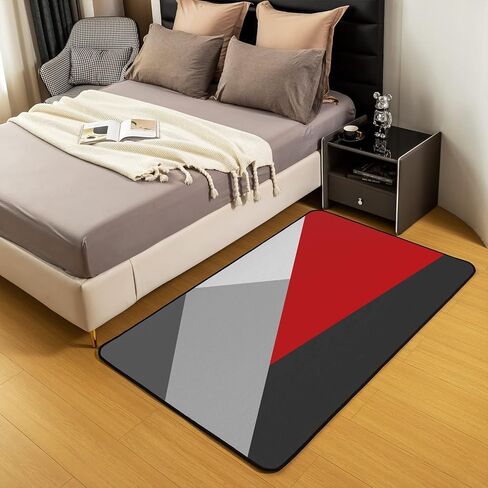 Orange and Gray Area Rug 3X5 Patchwork Geometric Triangle Rug Orange Black Light Grey Carpet for Kids Adults Modern Simple Abstract Geometry Non Slip Decorative Rug for Bedside in Saudi Arabia