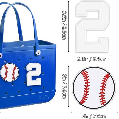2Pcs Number Charms for Bogg Bag Insert Decorative Bogg Bag Charms, Compatible with Bogg Bag Original All Models, 2Pcs Baseball Charms for Bogg Bag Accessories in Saudi Arabia