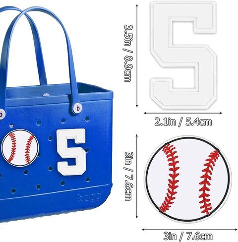 2Pcs Number Charms for Bogg Bag Insert Decorative Bogg Bag Charms, Compatible with Bogg Bag Original All Models, 2Pcs Baseball Charms for Bogg Bag Accessories in Saudi Arabia