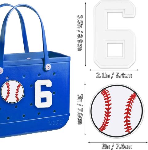 2Pcs Number Charms for Bogg Bag Insert Decorative Bogg Bag Charms, Compatible with Bogg Bag Original All Models, 2Pcs Baseball Charms for Bogg Bag Accessories in Saudi Arabia