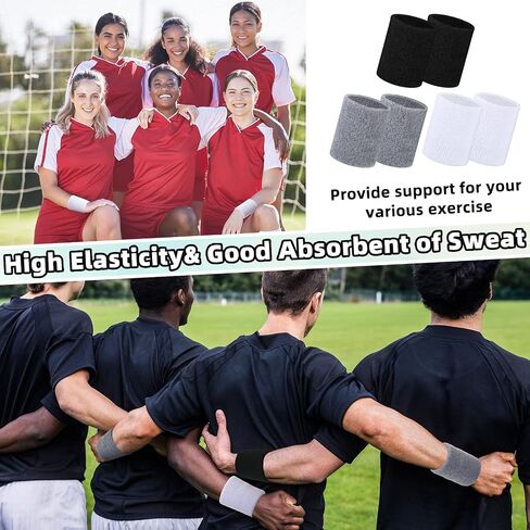 72 Pcs Wrist Sweatbands for Men Women Bulk Wrist Bands Sports Wristband Sweat Bands for Wrists Sports Sweatband Absorbent Cotton Sweat Wristband for Working Out Athletic Sports, White Gray Black in Saudi Arabia
