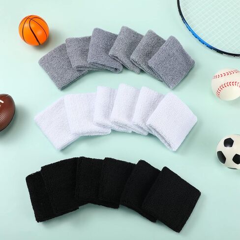 72 Pcs Wrist Sweatbands for Men Women Bulk Wrist Bands Sports Wristband Sweat Bands for Wrists Sports Sweatband Absorbent Cotton Sweat Wristband for Working Out Athletic Sports, White Gray Black in Saudi Arabia
