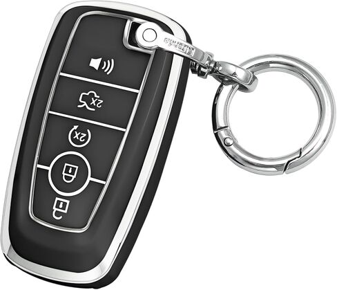 لغطاء مفتاح Ford مع سلسلة مفاتيح/حلقة مفاتيح، غطاء مفاتيح ناعم من مادة TPU 5 أزرار، مناسب 2018-2023 Edge Explorer Expedition Fusion لمفتاح السيارة عن بعد Mustang Raptor (أزرق) in Saudi Arabia
